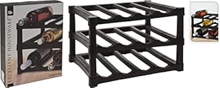 ABRUS® Wine Rack 3 Tier Bottle Stacker Black  Open Drinks Cabinet 12 Bottles Storage  Lightweight & Portable Plastic Holder