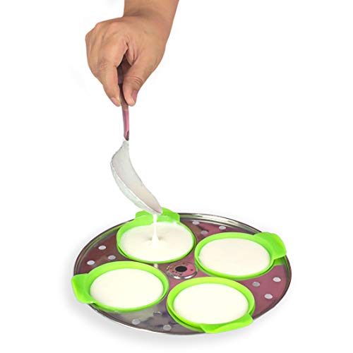 Image of Premium Healux Silicone Idli I Idly Maker - 8Pcs - Pack of 3 I Idli Liners Original, Green | Non -Stick | Perfect round shaped Idlis I Food Grade Silicone | BPA Free | Minimum Wastage of Batter | No greasing | Oven, Microwave & Dishwasher Safe (Pack of 3)