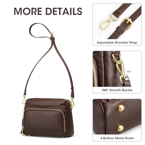 Image of Kattee RFID Genuine Leather Crossbody Bag for Women Small Purse | Top Grain Pebbled Leather. Compact Size. Built-in wallet. Anti-theft design for security. Ideal for daily, travel & work
