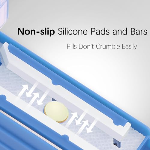 Image of Pill Cutter Splitter for Small and Tiny Pills, Pill Splitter for Multiple Pills at a Time with Centering Device and Stainless Steel Blade (Blue)
