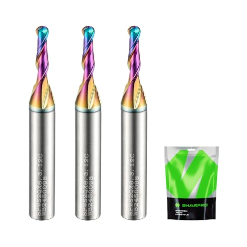Image of 1 /8 Ball Nose CNC Router Bits 1 /4 Inch Shank, Carbide Ballnose Up Cut Router Bit with Coated, End Mill for Wood, Aluminum, Engraving (3PCS)