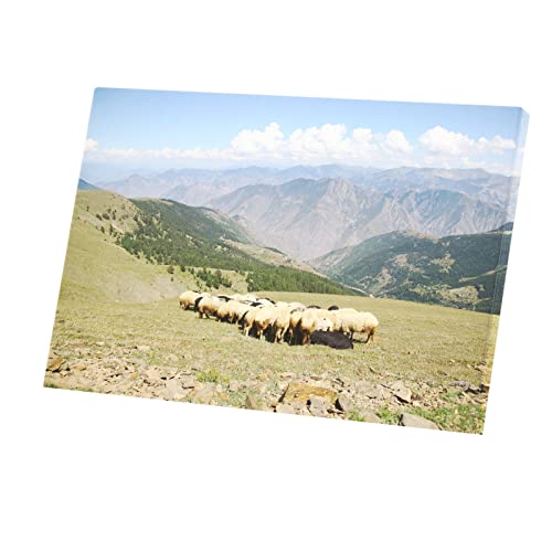 Tableau moutons au pâturage en toile imprimée haute définition