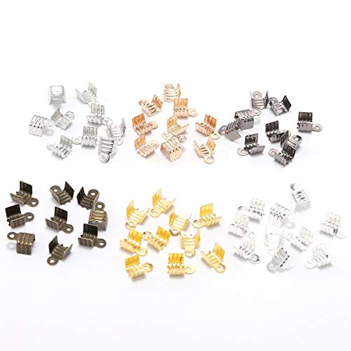 200Pcs 5Mm Multicolor Small Cord End Tip Fold Over Clasp Crimp Bead Connector Diy Jewelry Making Supplies For Cord Buckle 4 Sizes 7 Colors (Multicolor, 5Mm X 7.5Mm) #TOP4