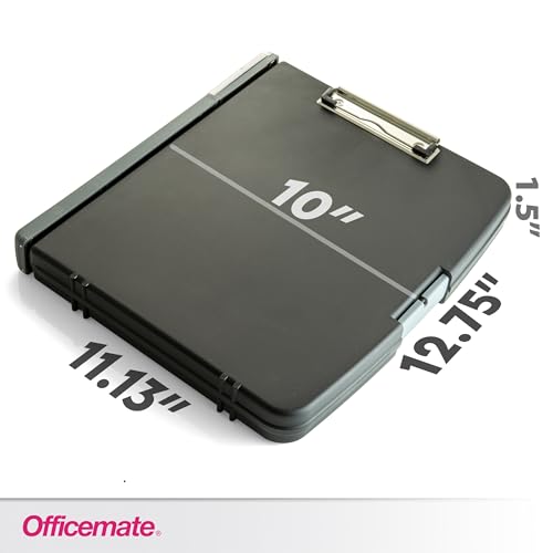 Officemate Ringbinder Clipboard Storage Box, Charcoal (83309), 13" x 10.8" x 2"