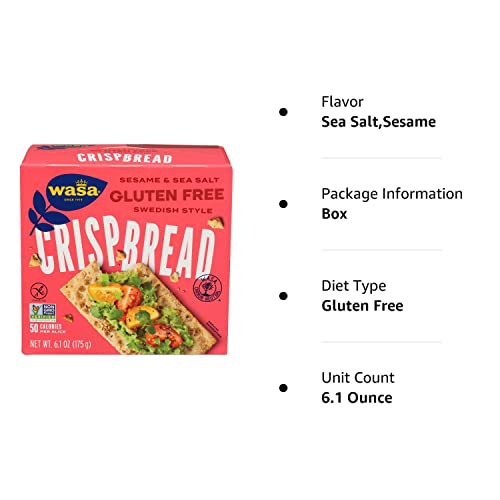 Wasa, Gluten Free Sesame & Sea Salt Crispbread, Net Wt. 6.1 Oz #TOP6