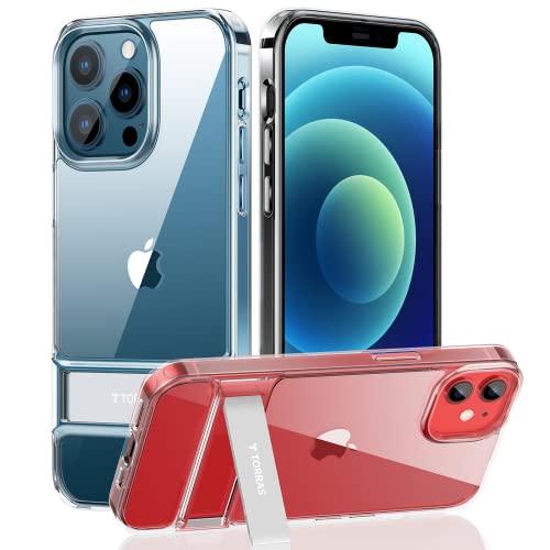 Torras Moonclimber Iphone 12 Pro Case/Iphone 12 Case [3 Stand Ways] [12X Armor-Level Protection] With Adjustable Metal Kickstand Shockproof Slim Transparent Stand Cases 6.1 Inch, Clear #TOP25