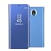 Produktbild FNBK Kompatibel mit Hülle Samsung Galaxy J7 2017 J730 Hülle Spiegel Cover Mirror Case Flip Schutzhülle Blau Handyhülle Wallet Handy PC Bumper Stand Stoßfest Bookstyle Männer Frauen Handytasche