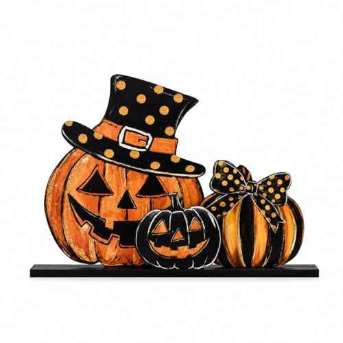 Smile Happy Halloween Wooden Table Decoration, Pumpkin Spooky