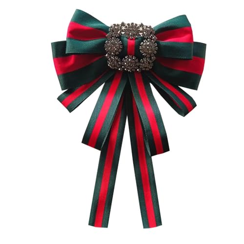 Image of Vintage striped rhinestone Bow Blouse Embellishment Neckline Women's blouse bow tie corsage accessories(multicolour)