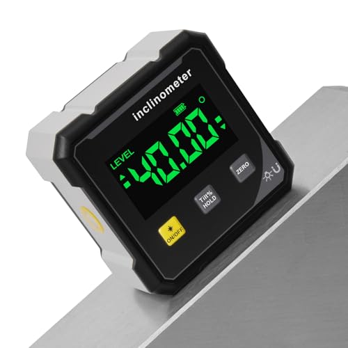 Inclinomètre Numérique Magnetique, 4 * 90° Rapporteur d'angle numérique, Niveau Numérique USB Rechargeable avec écran LCD, précision ± 0,2°, pour Menuiserie, Bâtiment, Maçonnerie