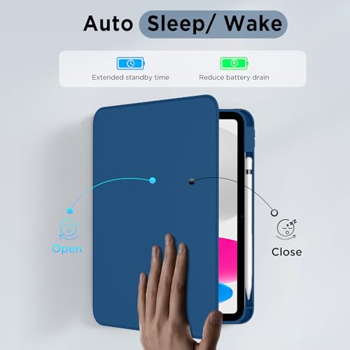 CACOE 360 Rotating Case for iPad (A16) 11th/10th Generation with Pencil Holder 2025/2022 11/10.9 inch, Shockproof Cover for iPad 11/10 Gen with Stand, Sky Blue - Image 3