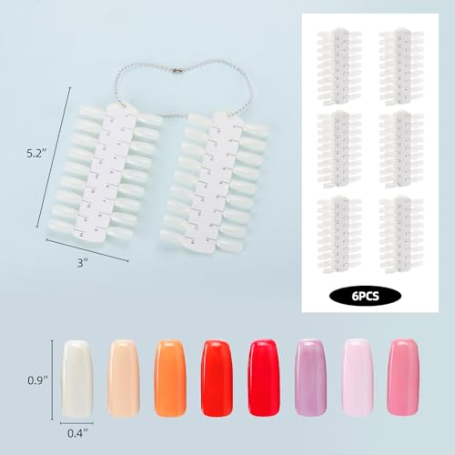 6 conjuntos de 216 pontas, amostras de cor de unha, pontas transparentes de camada dupla, paleta de