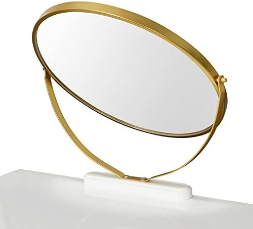 EUGAD toaletka z taboretem i lustrem, obracane o 360°, lustro do makijażu, toaletka z 2 szufladami, wyściełany aksamitny taboret, szuflada z efektem 3D, kolor biały i złoty