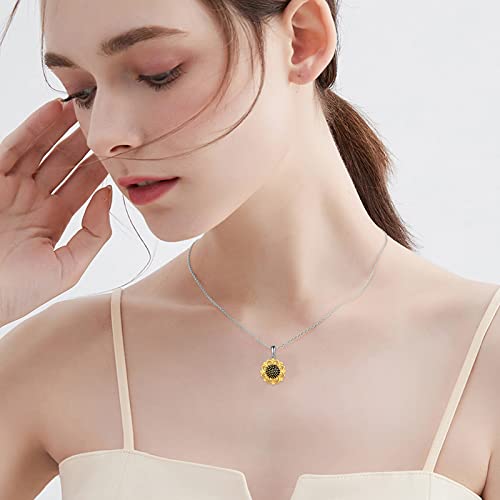 Poplyke Sunflower Necklace For Women 925 Sterling Silver Sunflower Jewelry For Girls Daughter Sister #TOP2