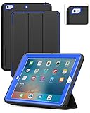New iPad 9.7 inch Case , SEYMAC Folio Case, Book Cover Design, Multi-Angle Viewing Stand, Smart Magnetic Cover With Auto Sleep/Wake Function case for New iPad 2017 (Blue)