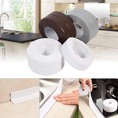 Agatige 38 mm x 3,2 m wasserdichtes Versiegelungsband, selbstklebende Schleudertafel Gelenke Klebeband Kesselstreifen für Küche, Badewanne, Badezimmer, Toilette, Waschbecken, Boden, Wand, Eckkante