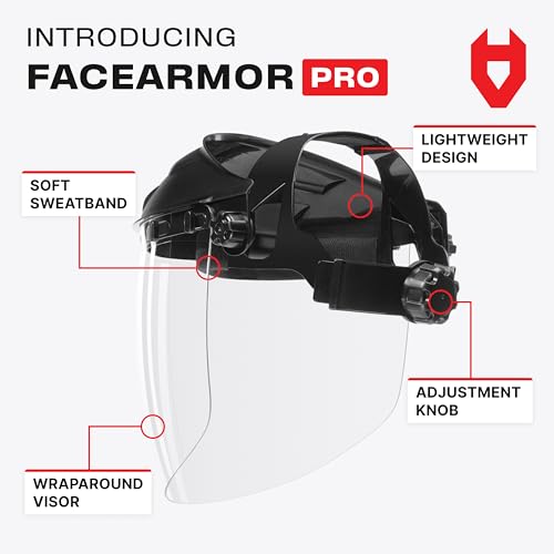 NoCry Premium Safety Face Shield for Grinding and Cutting — Clear Anti-Fog, Impact Resistant Visor and Adjustable Headgear — ANSI Z87.1 Certified for Industrial Use — Washable Sweatbands Included