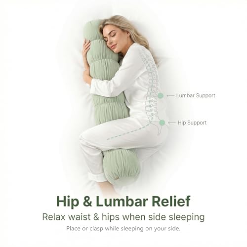 Ailuteie Pat. Pend. Cylinder Pillow for Bed, Long Bolster Pillow with Soft Velvet Washable Cover, Body Pillow for Adults and Side Sleepers, Leg Support Pillow(Celadon Green, 47"x 7.87") by Ailuteie - Image 8