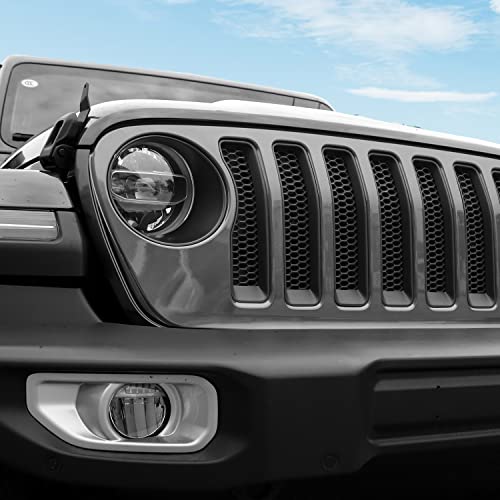 Image of CheroCar for JL Mesh Grille Grill Insert & Headlight Turn Light Cover Trim Exterior Accessories for Jeep Wrangler JL JLU 2018-2026 & Gladiator JT 2020-2026