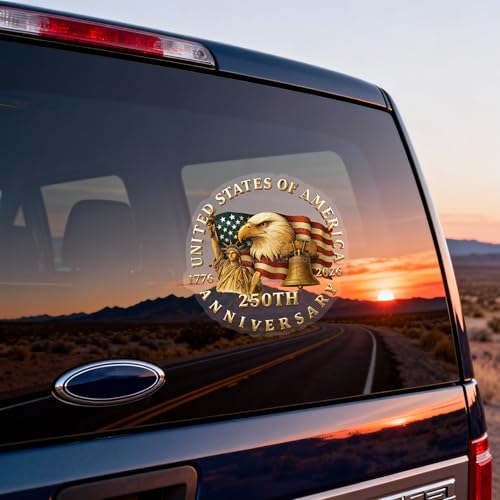 America 250th Anniversary Car Window Decal Sticker - Patriot Eagle with Statue of Liberty Vinyl Decal for Car,Truck,SUV,Laptop-1776-2026 Bumper Sticker - 250 Years USA Independence Day Car Decal - Thumbnail 6