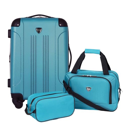 Image of Travelers Club Chicago Hardside Expandable Spinner Luggage, Teal, 3-Piece Set, Chicago Hardside Expandable Spinner Luggage