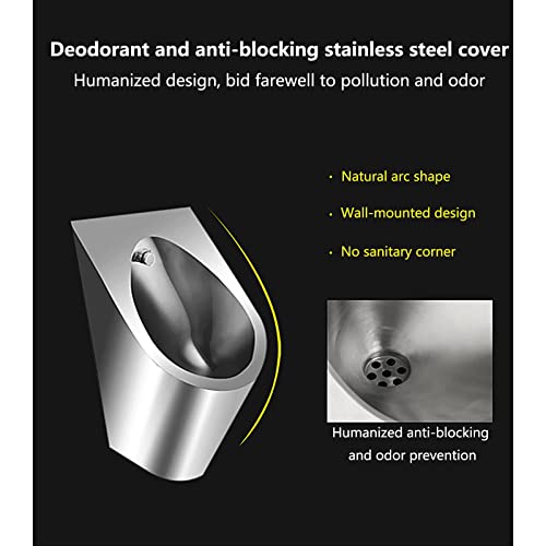 OTQEFTN Household Products 304 Stainless Steel Urinal, Men's Urinal with Intelligent Infrared Sensor Flushing, Wall-Mounted Automatic Flushing Urinal, Suitable for Public Toilets