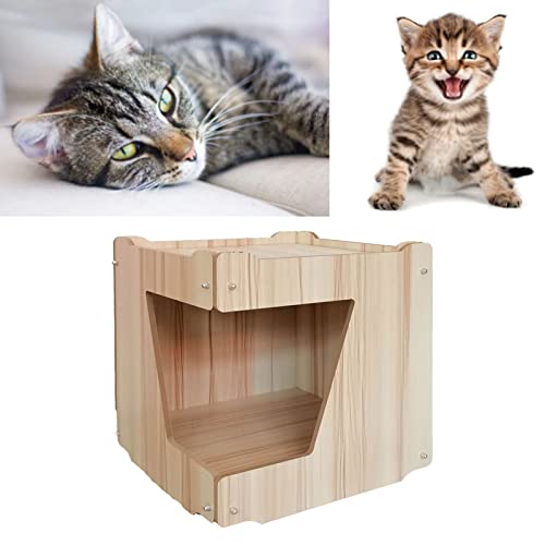 Casa para Gatos, Grande Espaço Multifuncional Cama de Caverna para Gatos de Madeira Inovadora e Ecol