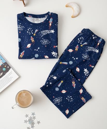 Image of Anthrilo Pure Cotton Printed Pyjama Set for Girls | Sleepwear | Night Suit, Night Wear | Long Sleeves T-Shirt & Pyjama | Regular Wear | 0-14 Years