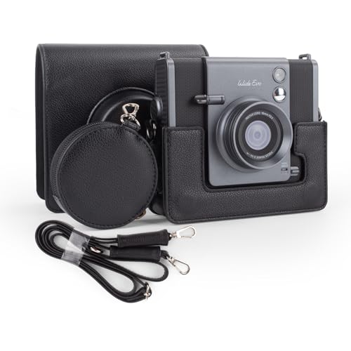 MUZIRI KINOKOO Protective Case for INSTAX Wide EVO Instant Camera, Lychee Texture Horizontal Style PU Leather Case for Fuji Wide EVO Camera with Adjustable Shoulder Strap & Storage Pocket - Black by MUZIRI KINOKOO - Image 9