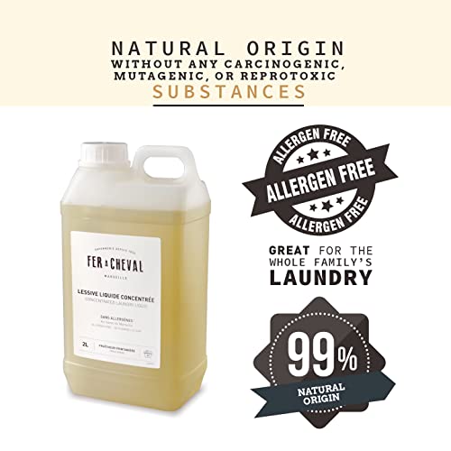 Fer À Cheval Concentrated Laundry Liquid, Allergen Free With Marseille Soap Laundry Detergent Liquid, Organic Washing Detergent Laundry Soap, Fresh Spring, 67.6 Fl Oz/2 Liters #TOP2