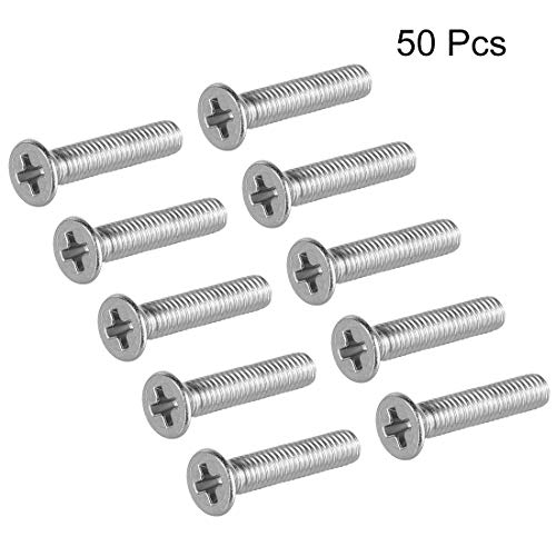 image for uxcell M3x16mm Flat Head Machine Screws, Phillips Cross Screw, 304 Sta
