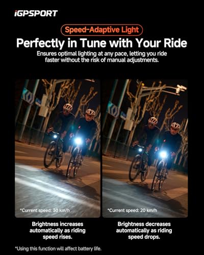 Image of iGPSPORT Smart Bike Light, 500 /800 /1200 /1800 Lumens Bright Bicycle Headlight for Night Riding Cycling Rechargeable Waterproof