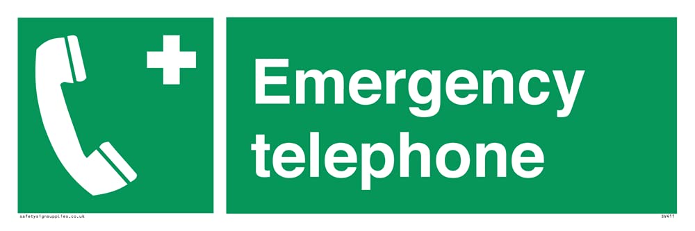 Pack of five - Emergency Telephone Sign - 300x100mm - L31