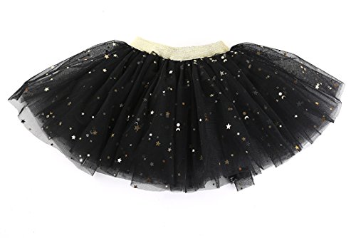 WGOODTECK Newborn Infant Baby Girls Sequin Tutu Stars Glitter Skirt(2-6Y,Black)