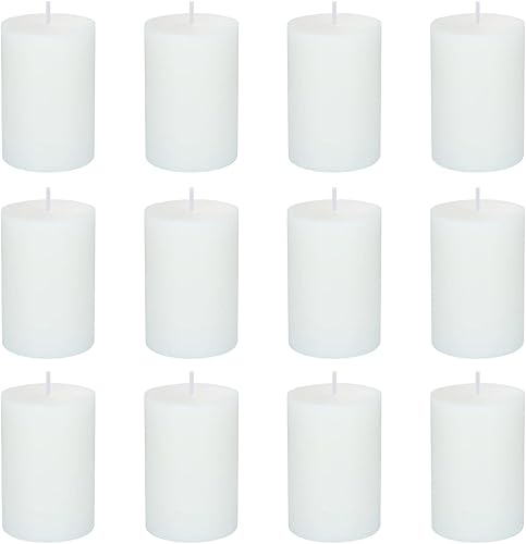Paquete de 12 velas de pilar de 2 x 3 pulgadas, velas de columna sin perfume para el hogar, restaurantes, spa, iglesia, bodas, sin humo, sin goteo y