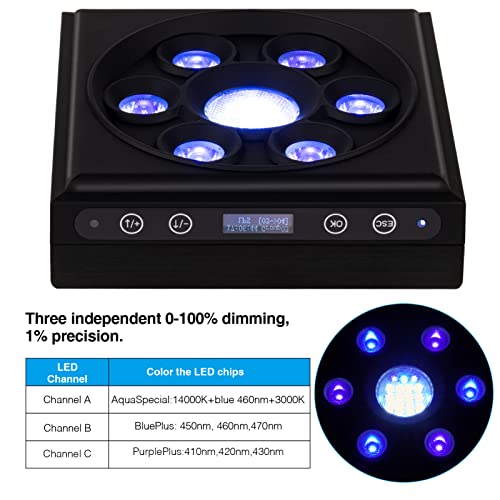 SMATFARM Aquarium Light - 60Watts Reef Light for Coral Sunrise Sunset Moonlight Fish Tank Light with Screen Timer for Marine AquariumSaltwater Aquarium Tanks Corals