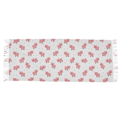 Women's Cute Pig Scarf Pashmina Feel Shawls Wraps Fall Winter Warm Large Scarves Fashion Tassel Long Scarf2