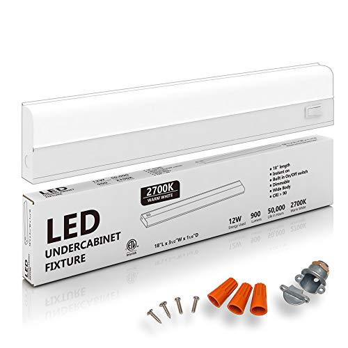 Hardwired LED Under Cabinet Light - 18", 12W, dimmable