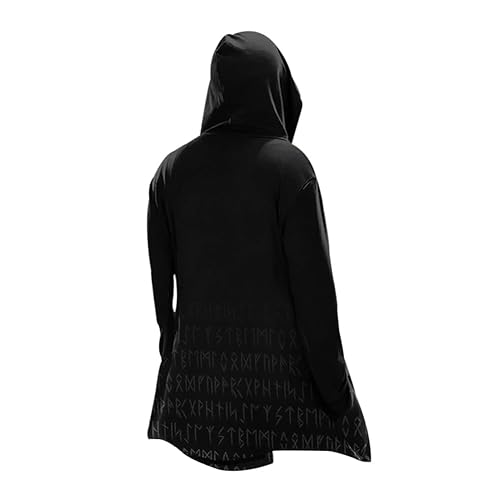MYZTTZR Norse Rune,M, Vikingo Cosplay Capas Longitud Media Sudadera con Capucha Mito Nórdico Mens Biker…