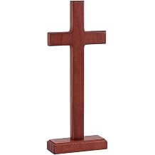 HOBBIESAY 8.43inch Wooden Cross Christ Tabletop Crosses Wall Cross with Stand for Hanging Standing for Easter Christening for Table Home Christmas Church Room Decor