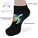 4TH N Women's 5-Pairs Casual Fashion Elastic Ankle Socks, Outdoor Sports Low Cut Sock for Office, Home, Daily Essentials (Watercolor Turtle Black)
