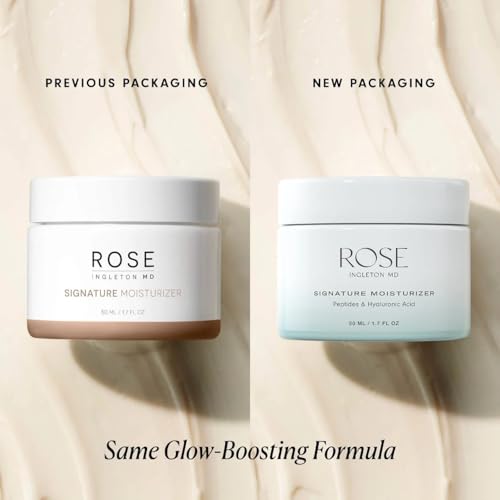 ROSE Ingleton MD Signature Face Moisturizer, Multitasking Facial Cream with Peptides, Ceramides, Hyaluronic Acid & Vitamin C, Dermatologist Developed, Vegan, Fragrance Free, Non-Comedogenic, 1.7 fl oz