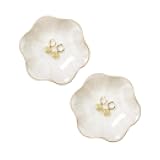 JAMEND CLXP 2PCS White Lotus Leaf Shape Ring Holder Dish, Small Key Bowl, Ceramic Trinket Tray Jewelry Dish Organizing Necklace Earrings for Mom Friend Sister, All Jewelries Are NOT Included, White.
