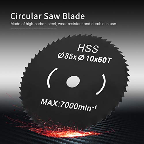 Mini Lame de Scie Circulaire 60 Dents, Lame de Scie Circulaire Disque de Finition d'exactitude en Acier à Grande Vitesse pour Outil de Coupe en Acier Plastique Bois 85 * 10 * 60T – vue 4