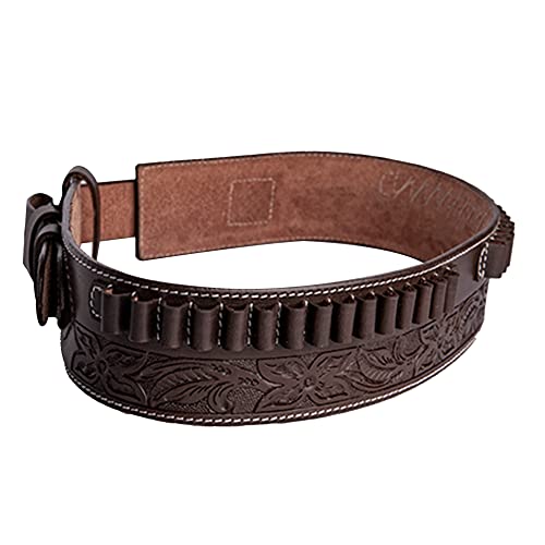 Hulara Full Grain Buff Leather Gun Belt 22 Cartridge Belt Western Cartridge Belt Costume Bullet Belt For Men| Women Western Gun Belt (46"-48") #TOP7