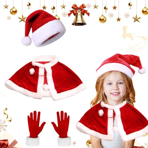 Weihnachten Santa Umhang, Weihnachtsmantel Rot+Weihnachten Handschuhe...
