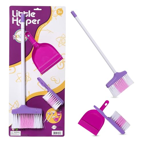 Playkidz Cleaning Set for Kids - Including 3 Cleaning Toys Broom, Dustpan and Brush, Great Toy Gift for Girls