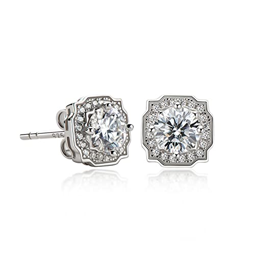 Boucles d'oreilles moissanite 0.5 ct argent sterling plaqué platine pierres étincelantes