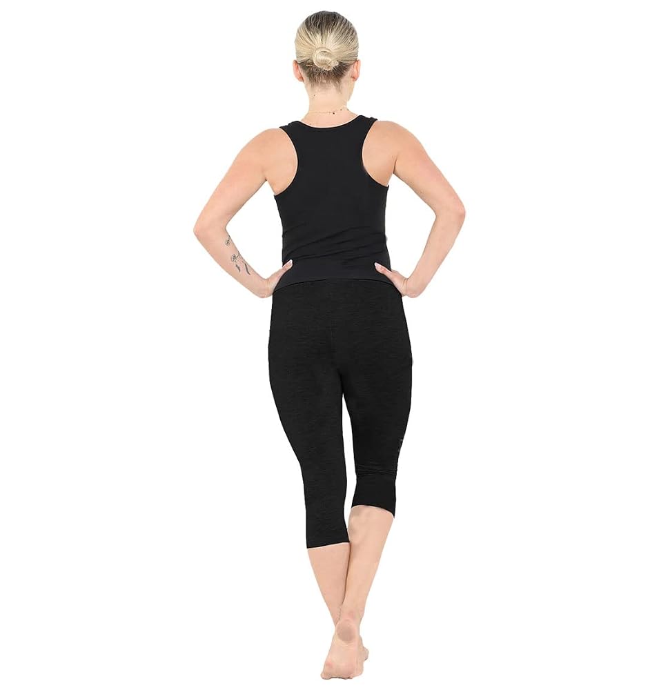Legging 3/4 Femme - 95% Coton, 5% Élasthanne - Taille Haute - Fitness, Yoga, Quotidien - Tailles 36 à 56