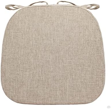 ZYHOONE Chair Cushion with Ties for Dining Chairs - Indoor Non Slip Kitchen Room Metal Wooden Bar Seat Pads with Machine Washable Cover [14.5 X 15.5 X 2 Inches] - Dark Beige